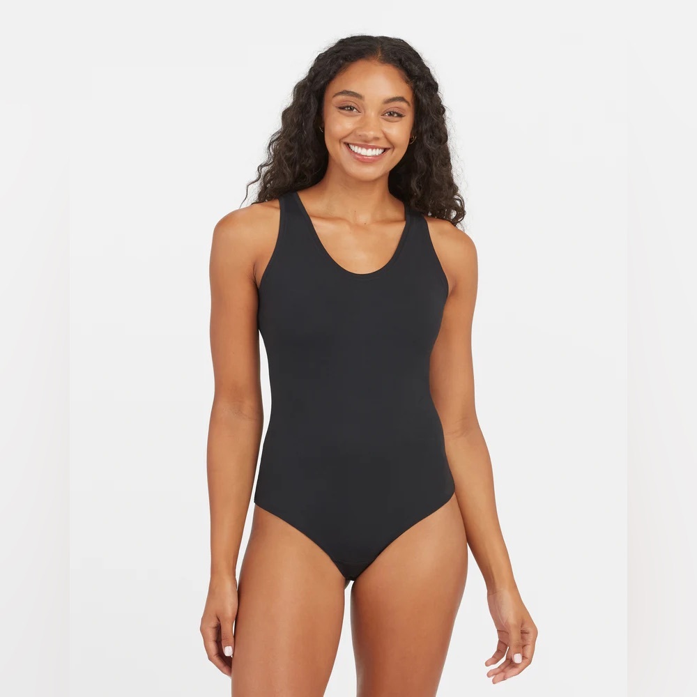 Spanx Suit Yourself Scoop Neck Tank Black Bodysuit